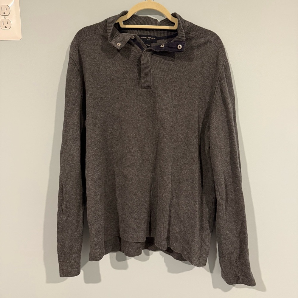 Banana Republic Charcoal Long Sleeve Polo